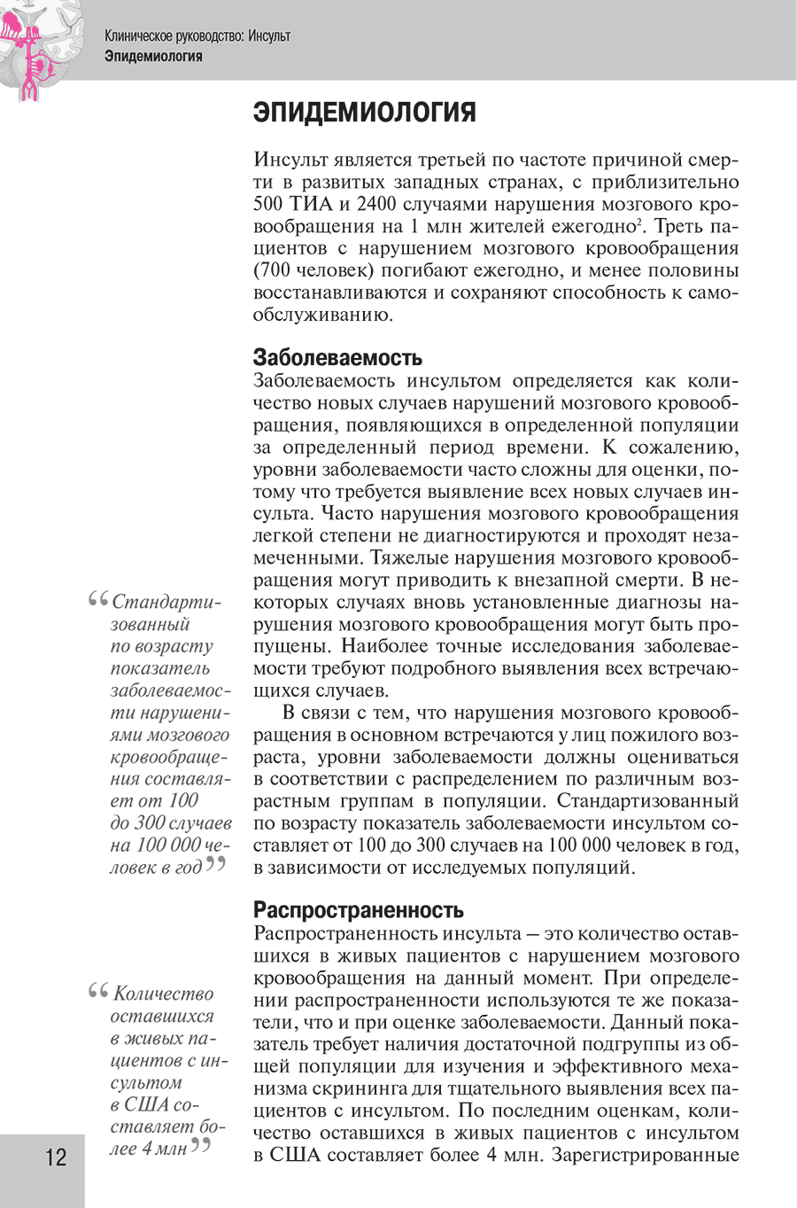 Пример страницы из книги "Инсульт: Клиническое руководство" - Хеннерици М. Г.
