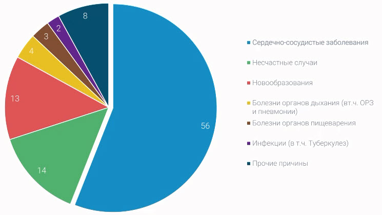 Структура общей смертности в России за последние годы