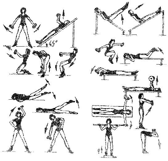 Примерный комплекс лечебной гимнастики в первом периоде реадаптации при гиподинамии