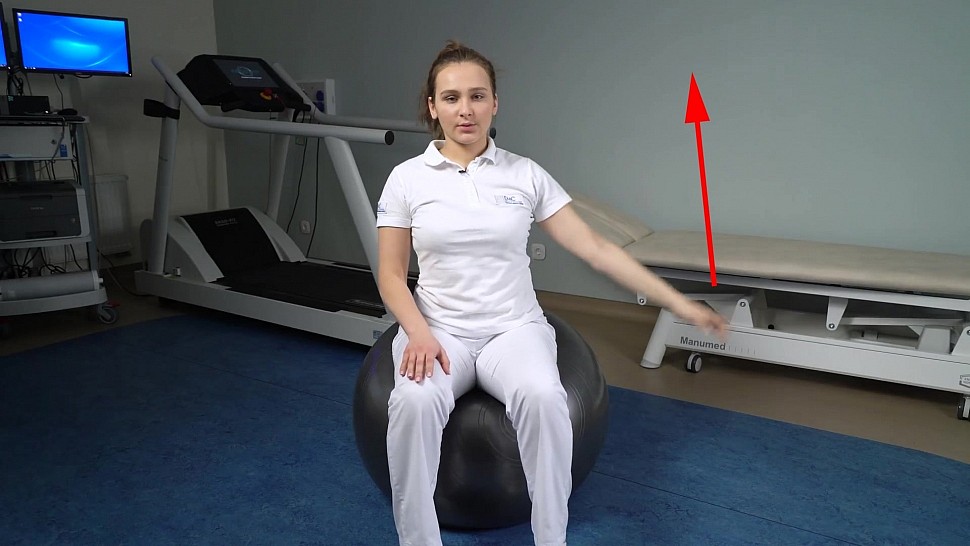 Упражнение 13. Исходное положение сидя на полу или на стуле. Колени согнуты под 90 градусов. Стопы стоят на ширине таза.