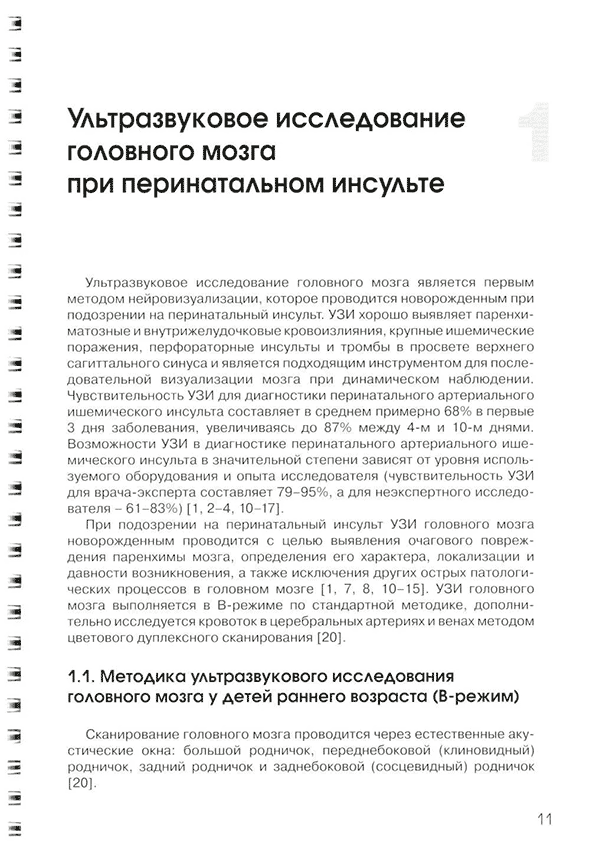 Пример страницы из книги «Ультразвуковая диагностика перинатального инсульта» - Ю. К. Быкова, К. В. Ватолин, Л. В. Ушакова, Е. А. Филиппова, М. И. Пыков