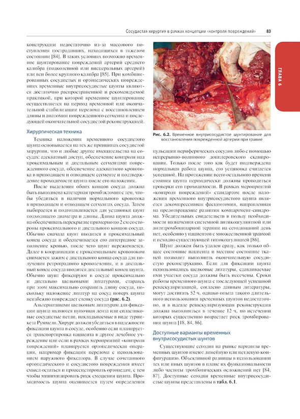 . Временное внутрисосудистое шунтирование для восстановления поврежденной артерии при травме
