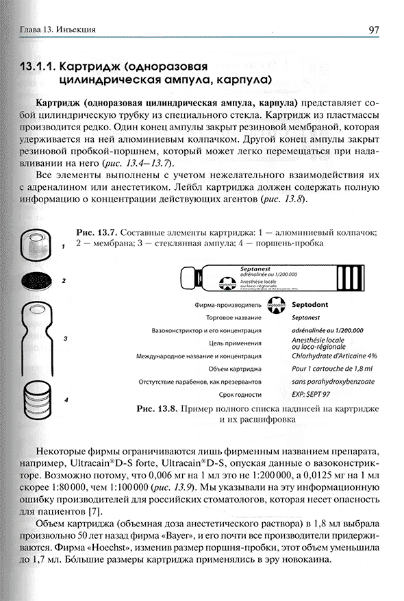 Картридж (одноразовая цилиндрическая ампула, карпула) Картридж (одноразовая цилиндрическая ампула, карпула)