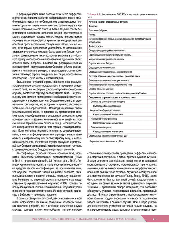 Классификация ВОЗ 2014 г. опухолей стромы и полового тяжа